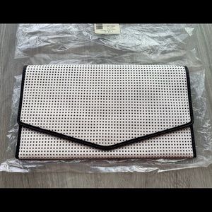 Cole Haan Wht/Blck Perforated Envelope Clutch-NWT